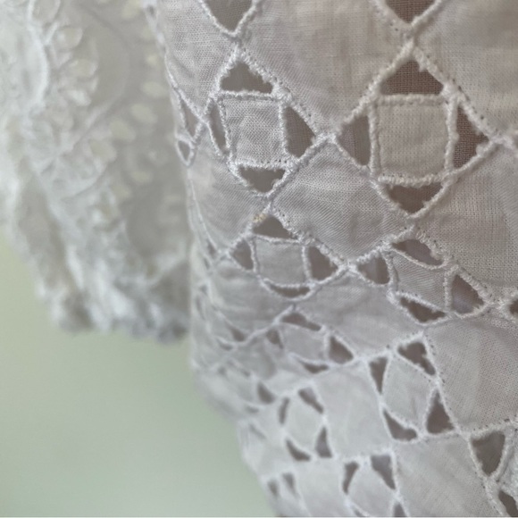 TEMPTATION POSITANO Off the Shoulder Cotton Bianco Eyelet White Charlotte Top S - Picture 10 of 12